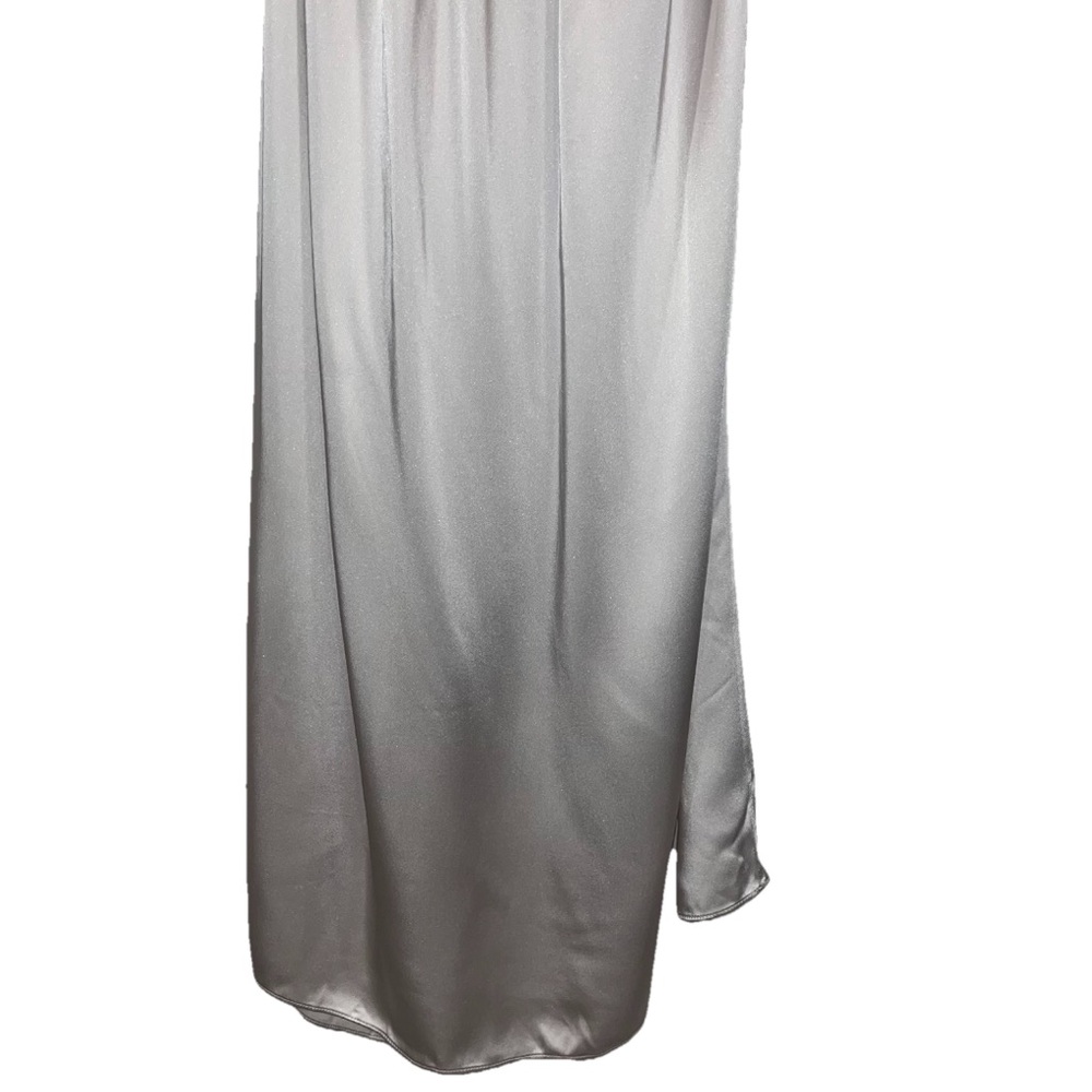16Arlington Silver Satin V Neck Open Back Gown Evening Wedding US 6 NWT 🟡 - Picture 11 of 14